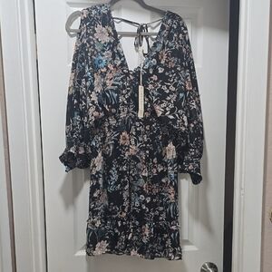 Lovestitch Black Floral Long Sleeve Dress - NWT